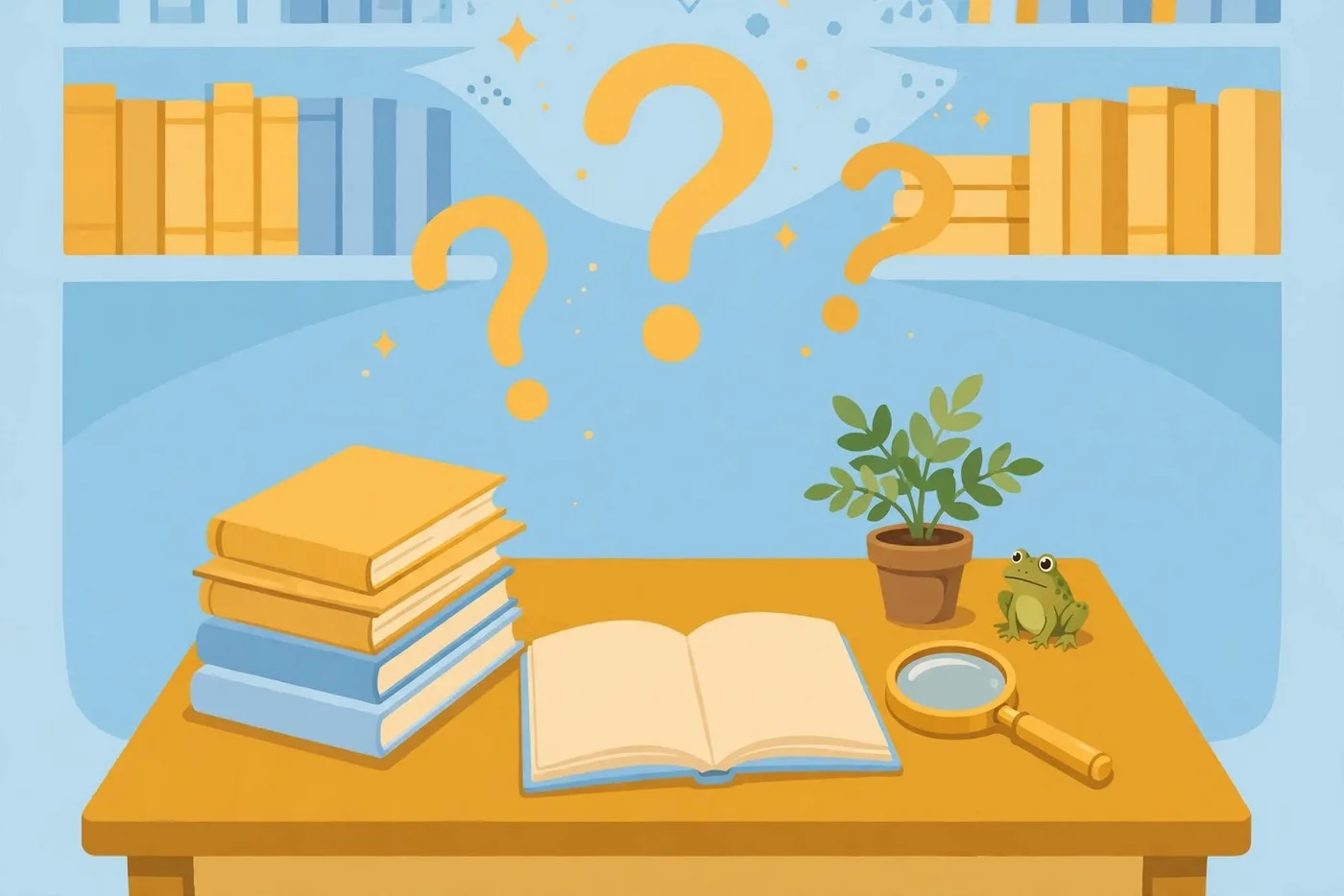 Poster illustration of the Cloudy Dayz research topics — questions on the desk: notes and reading for the topics the centers would study
